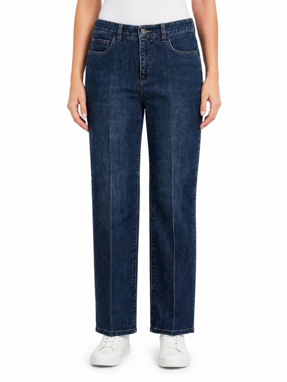 Christopher & Banks High-Rise Straight-Leg Jeans Size 8P Stretch Denim